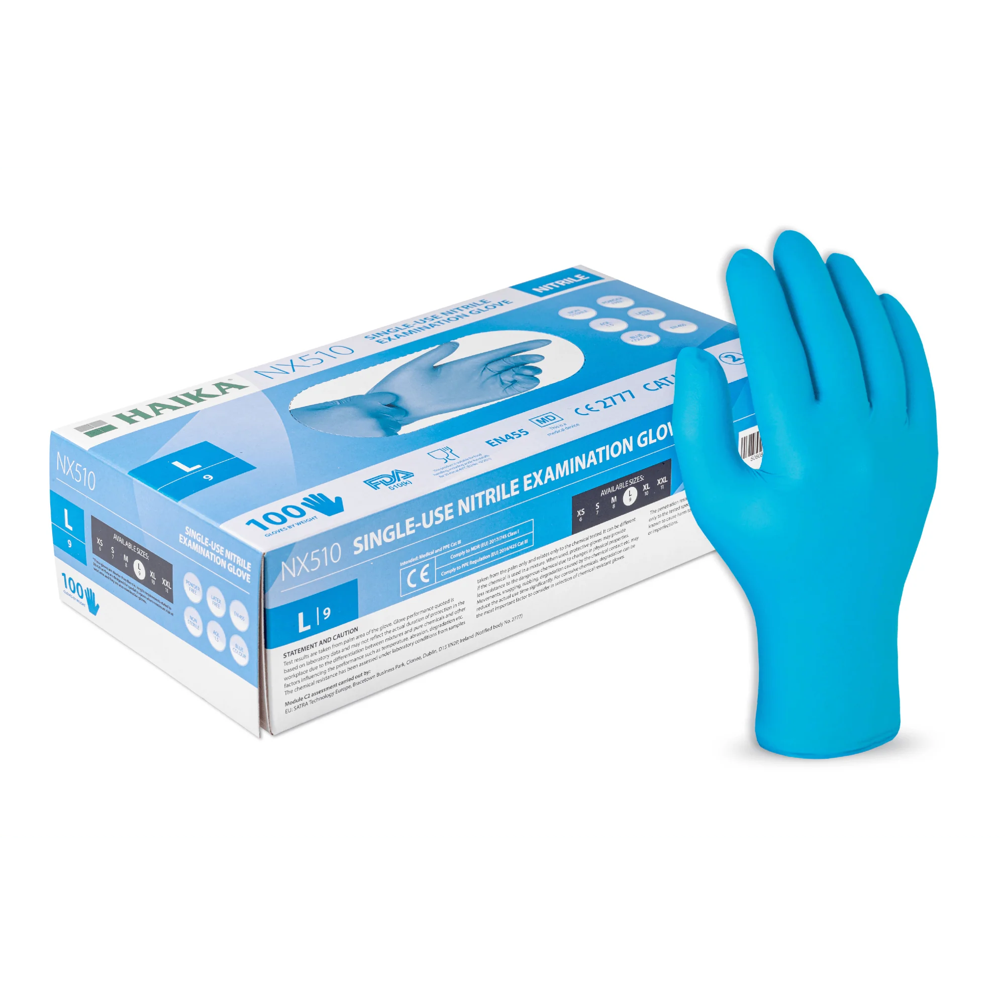 HAIKA NX510 Disposable Nitrile Powder Free Examination & Food Safe Gloves (BOX of 100) - Image 3
