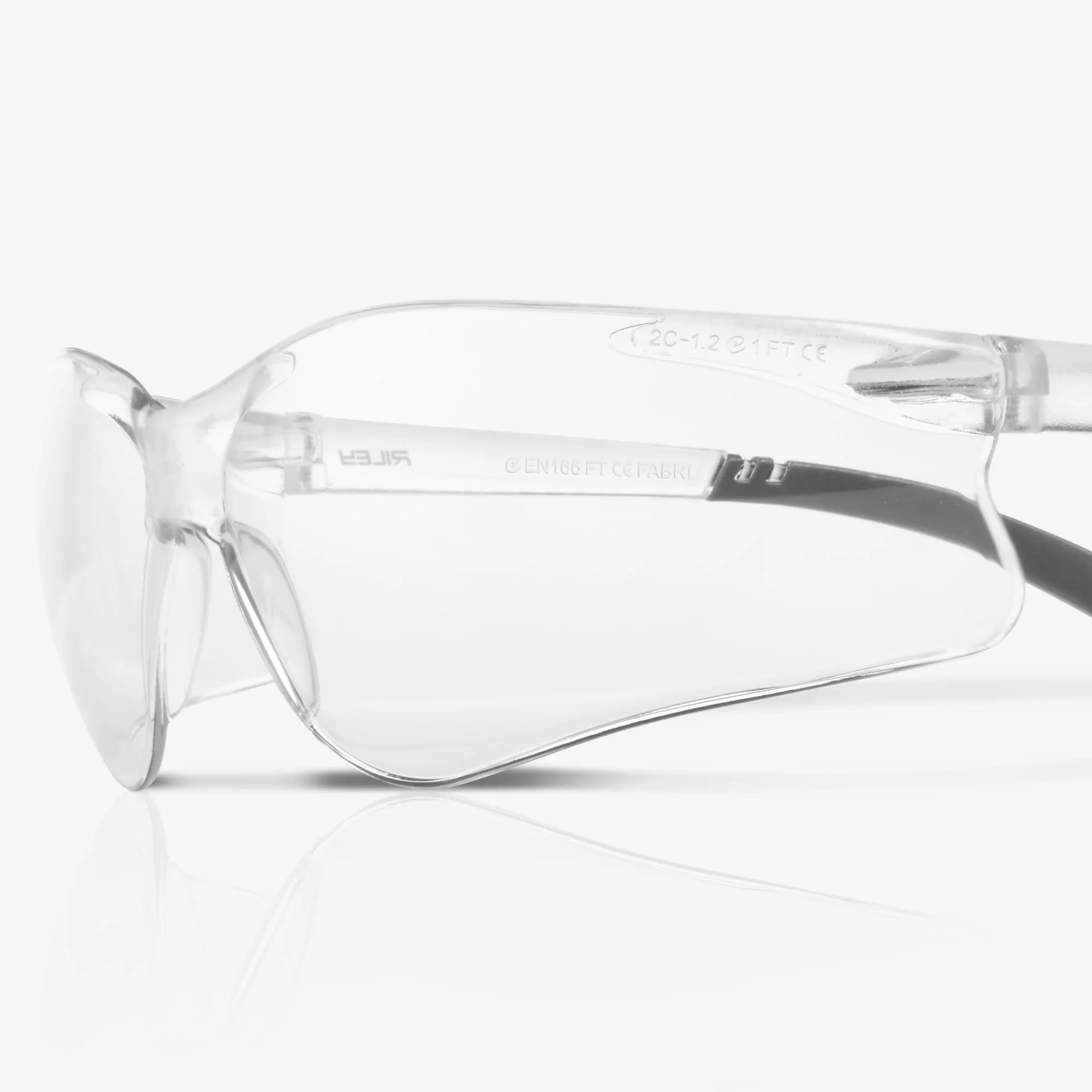 RILEY Fabri Sports Style Wrap Around Safety Glasses with Clear Lens - Image 3