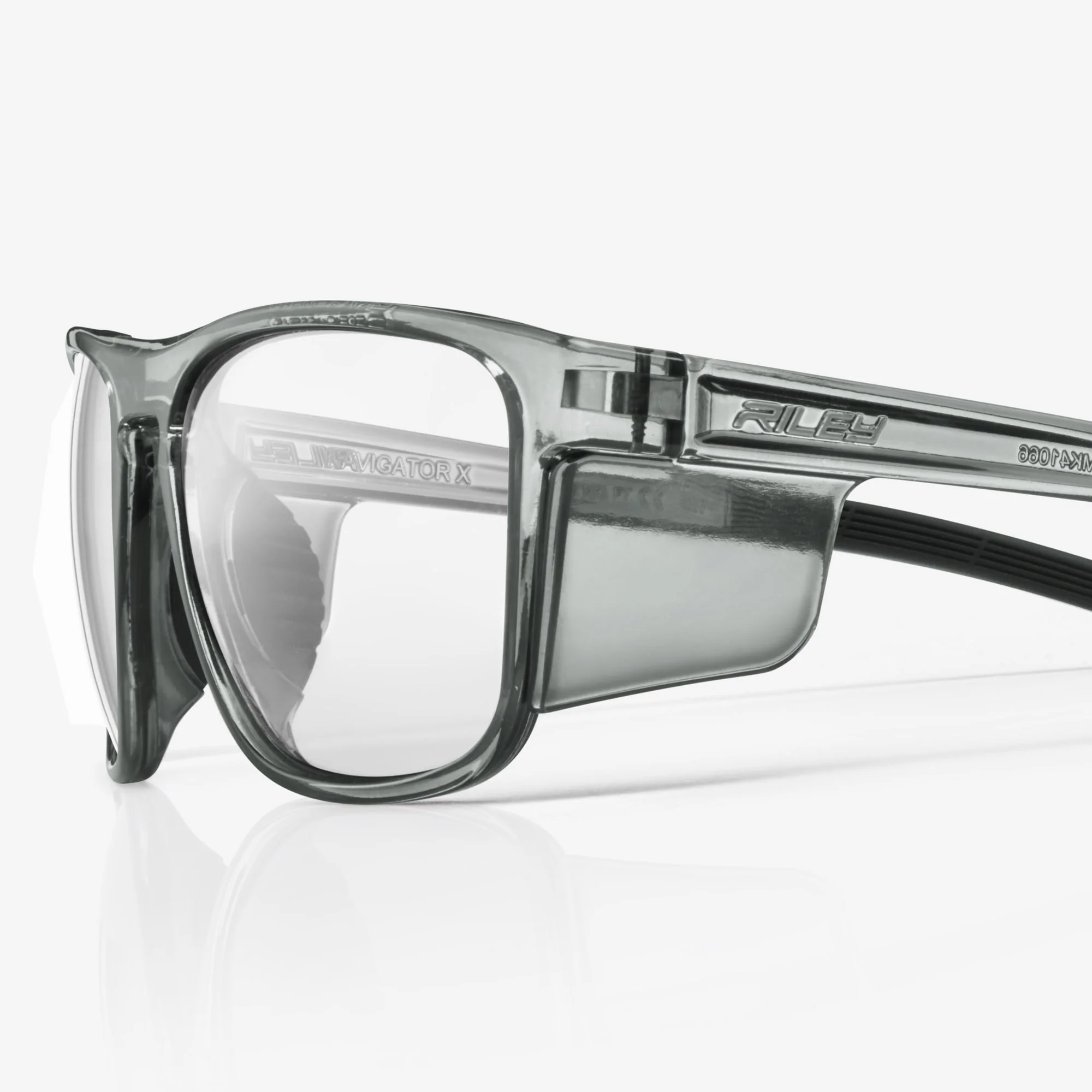RILEY Navigator X Smoked Frame Safety Glasses with Clear Lens & UV400 Protection - Image 9