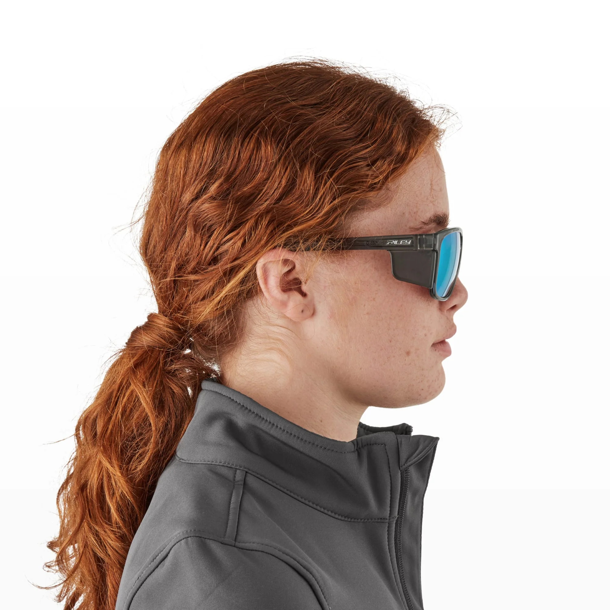 RILEY Navigator X Smoked Frame Safety Sunglasses with Blue Mirror Revo Lens - Image 11