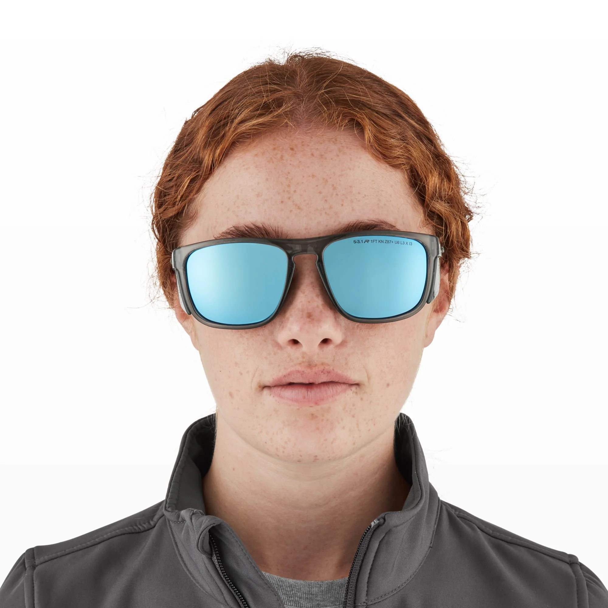 RILEY Navigator X Smoked Frame Safety Sunglasses with Blue Mirror Revo Lens - Image 14