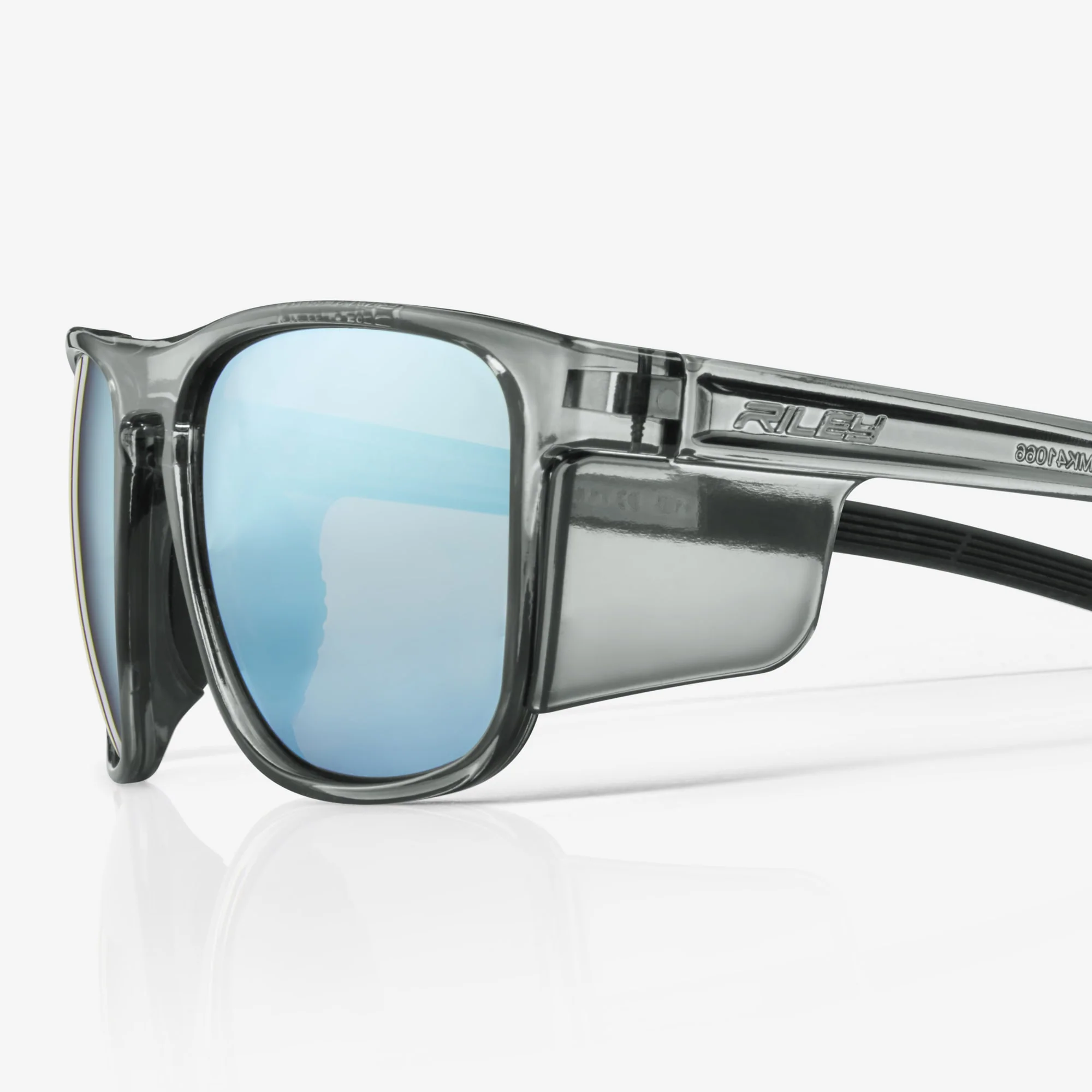 RILEY Navigator X Smoked Frame Safety Sunglasses with Blue Mirror Revo Lens - Image 7
