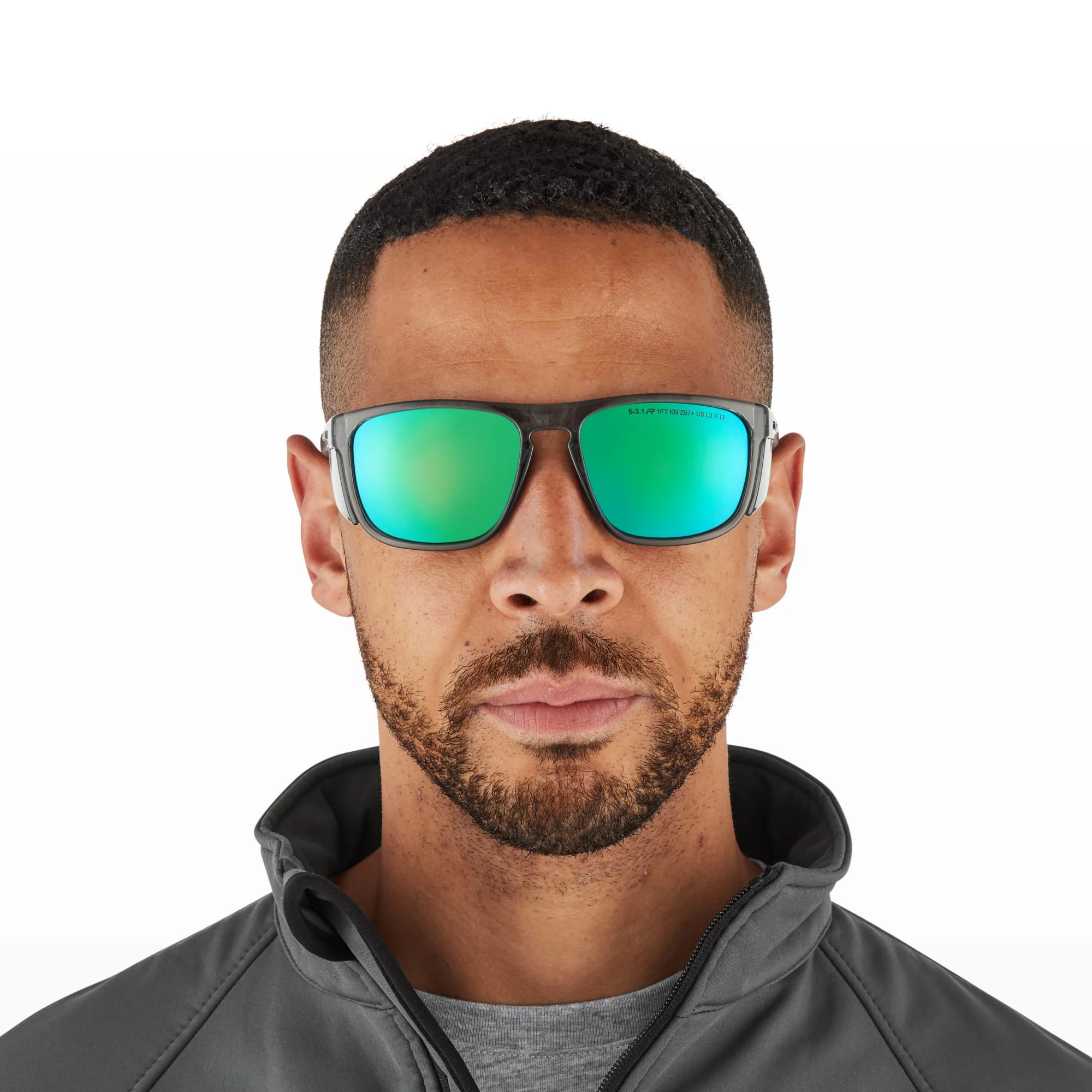 RILEY Navigator X Smoked Frame Safety Sunglasses with Green Mirror Revo Lens - Image 13