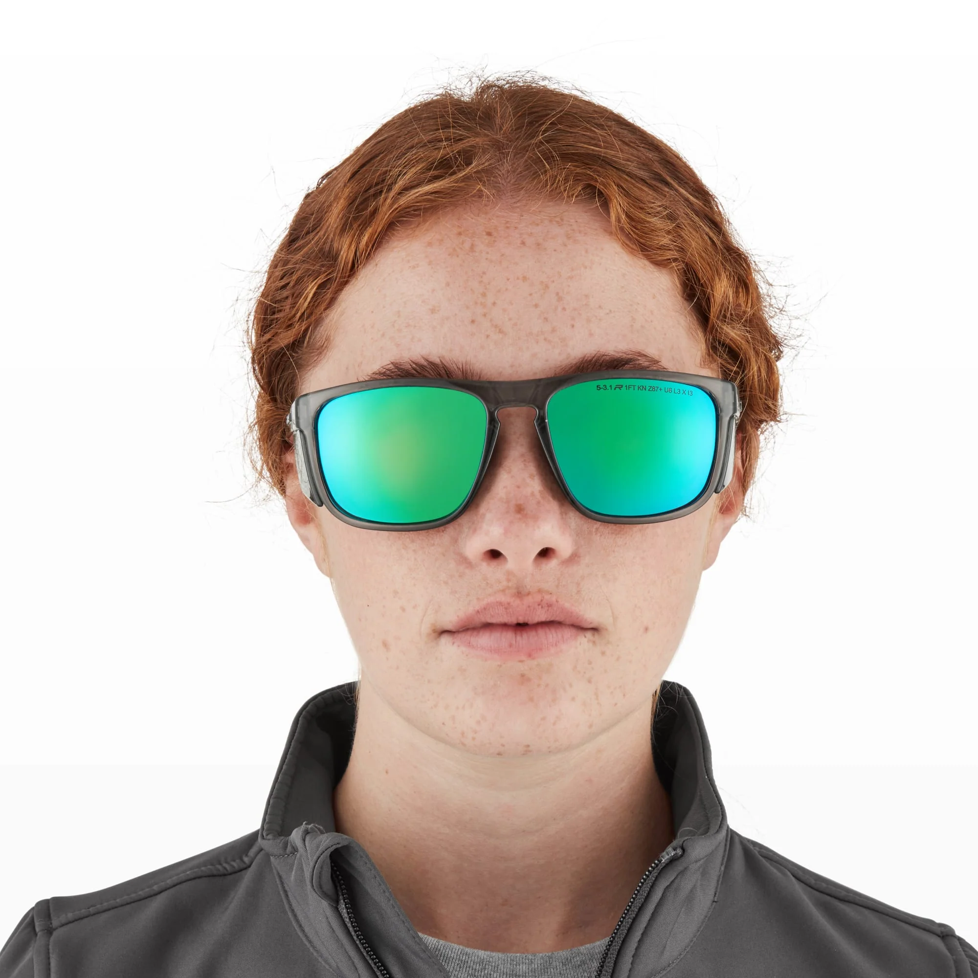 RILEY Navigator X Smoked Frame Safety Sunglasses with Green Mirror Revo Lens - Image 15
