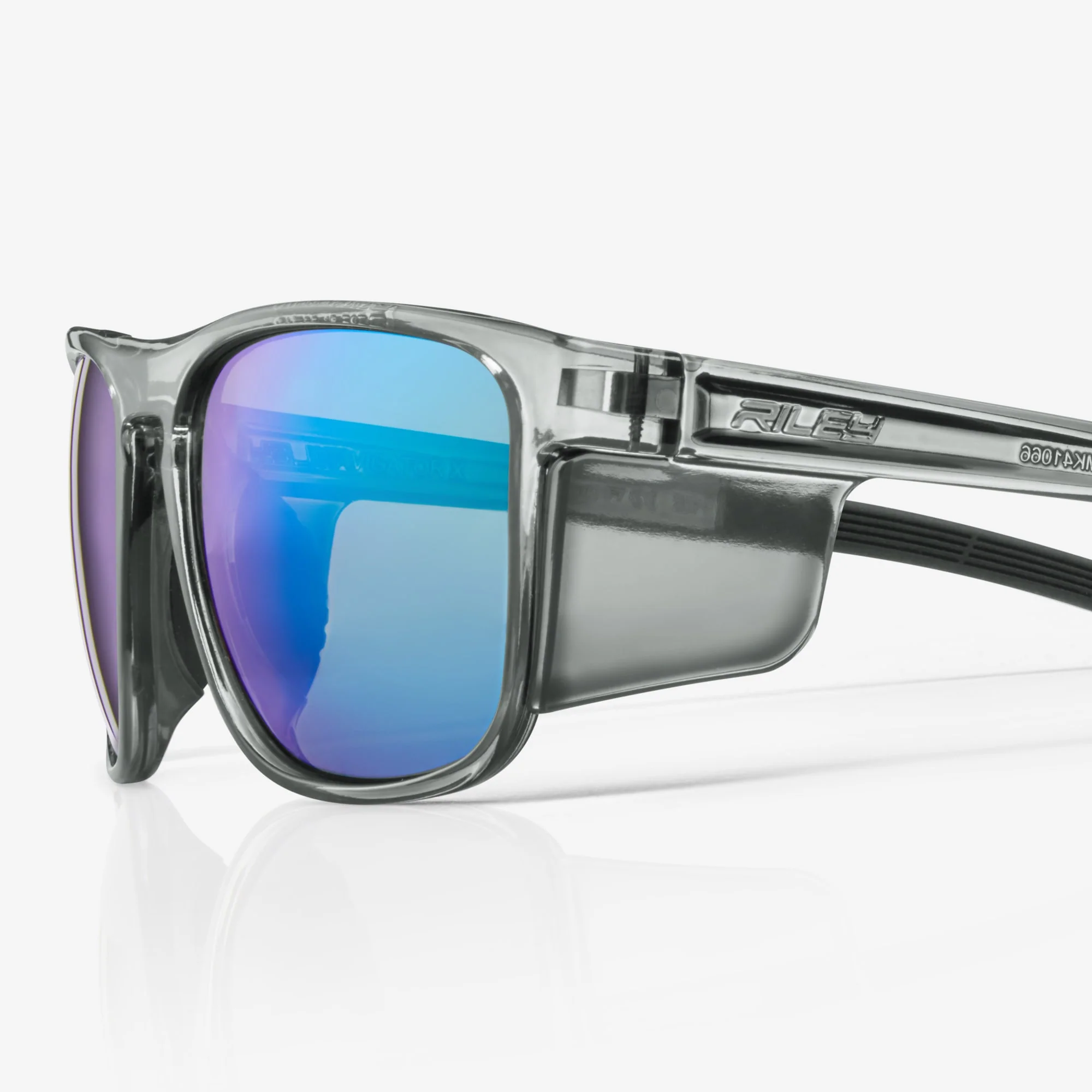RILEY Navigator X Smoked Frame Safety Sunglasses with Green Mirror Revo Lens - Image 8