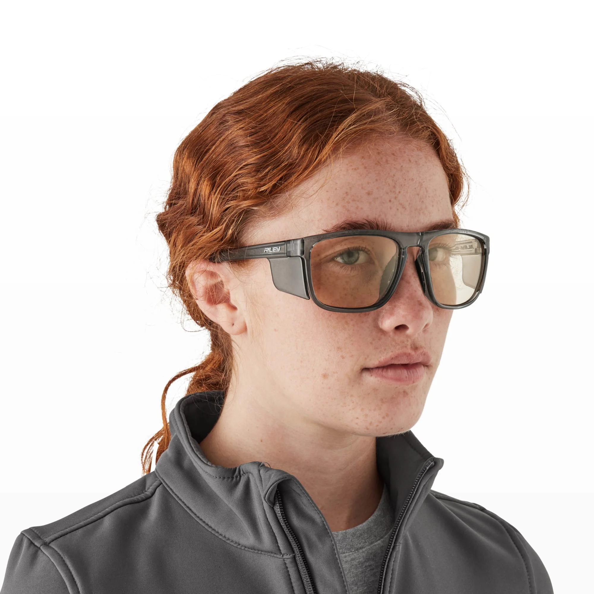 RILEY Navigator X Smoked Frame Safety Sunglasses with Blue Light Blocking LED Lens - Image 6