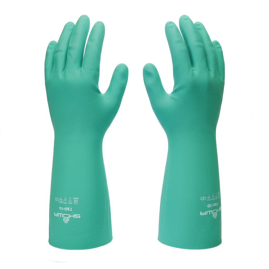 SHOWA 730 Textured Finish Nitrile Chemical Resistant Long Rubber Gauntlet Gloves - Image 3