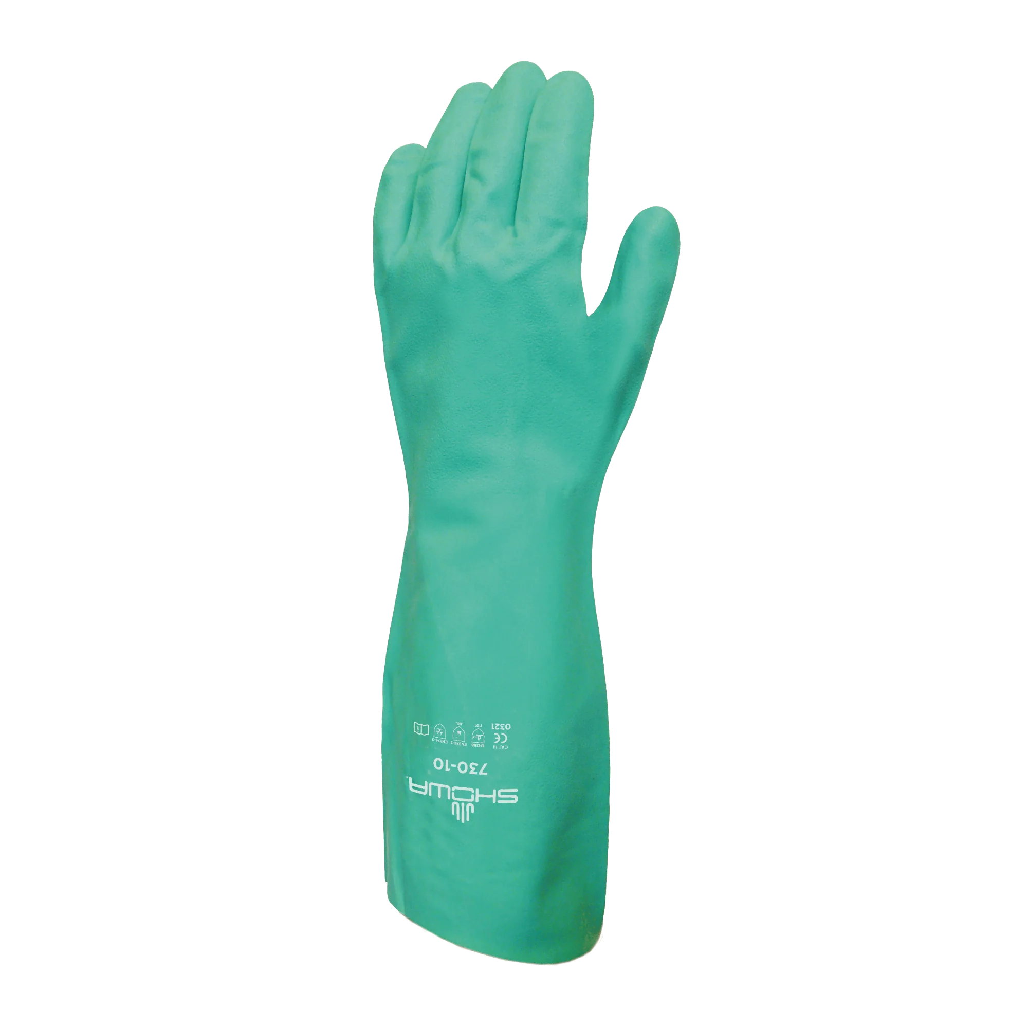 SHOWA 730 Textured Finish Nitrile Chemical Resistant Long Rubber Gauntlet Gloves - Image 5