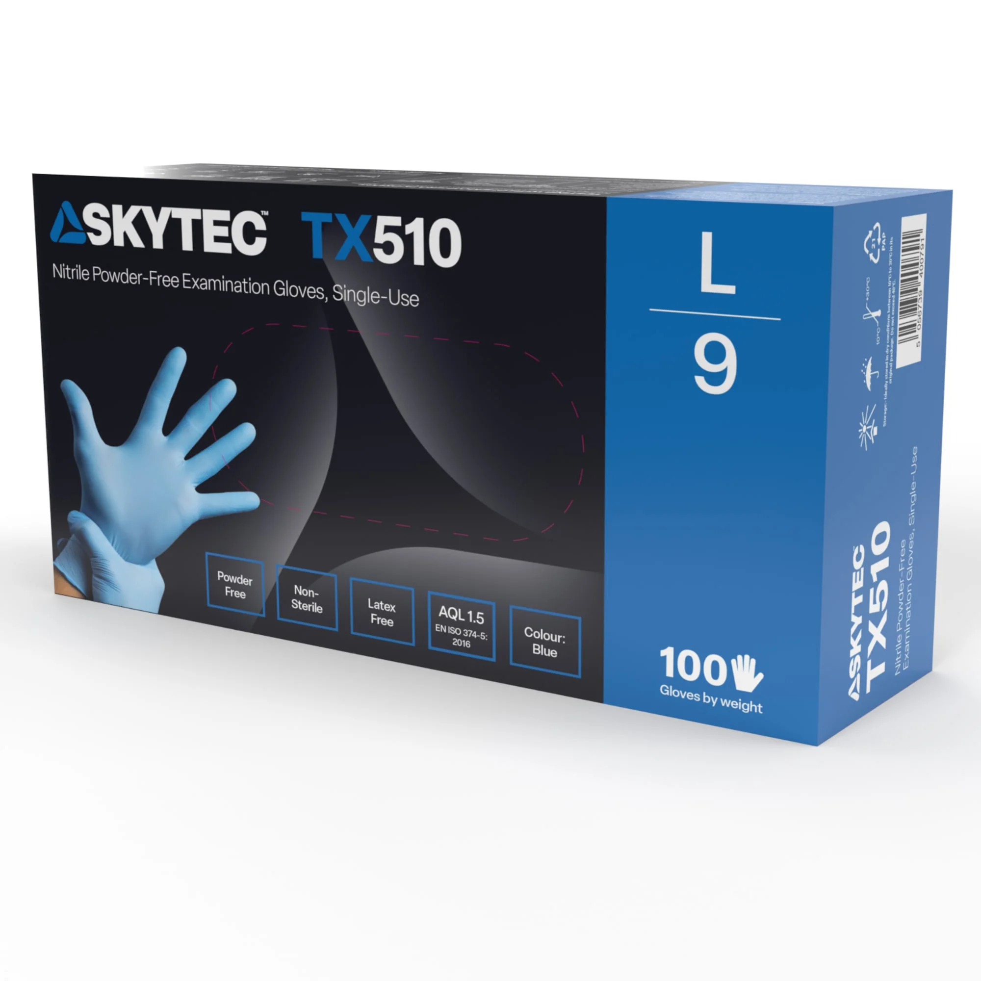 SKYTEC TX510 Blue Nitrile Disposable Latex Free Gloves (BOX OF 100) - Image 3