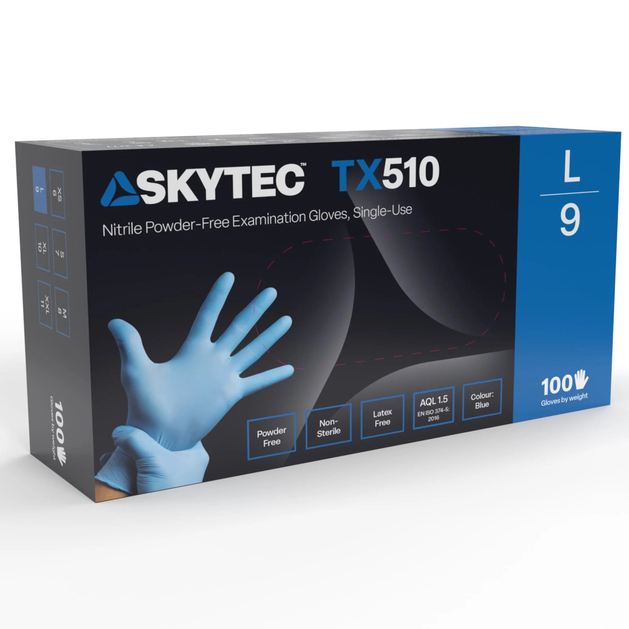 SKYTEC TX510 Blue Nitrile Disposable Latex Free Gloves (BOX OF 100) - Image 4
